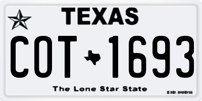 TX license plate COT1693