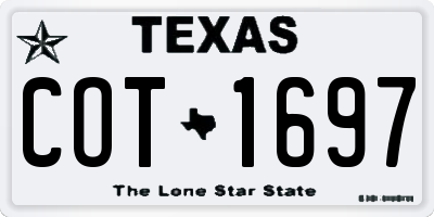 TX license plate COT1697