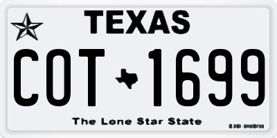 TX license plate COT1699