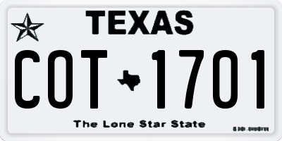TX license plate COT1701