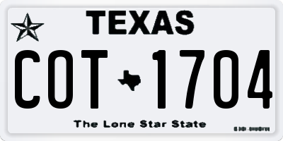 TX license plate COT1704