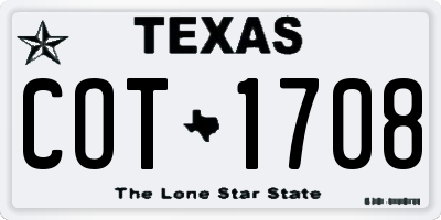 TX license plate COT1708