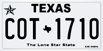 TX license plate COT1710