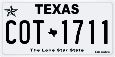 TX license plate COT1711