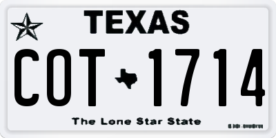 TX license plate COT1714