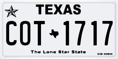 TX license plate COT1717