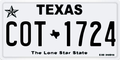 TX license plate COT1724