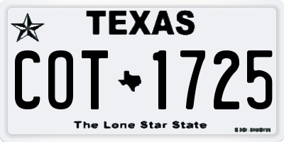 TX license plate COT1725