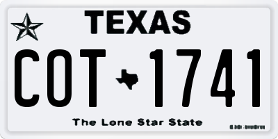 TX license plate COT1741