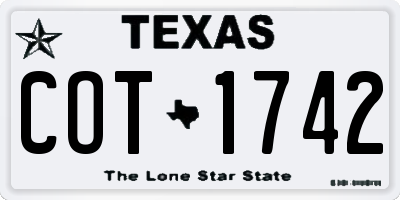 TX license plate COT1742
