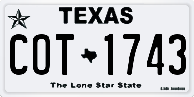 TX license plate COT1743