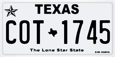 TX license plate COT1745