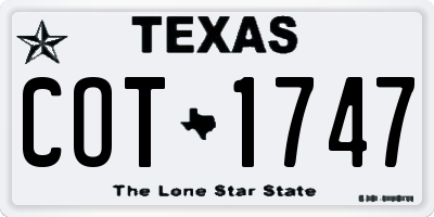 TX license plate COT1747