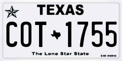 TX license plate COT1755