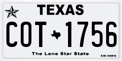 TX license plate COT1756
