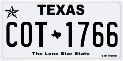 TX license plate COT1766