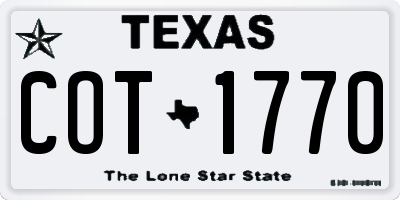 TX license plate COT1770