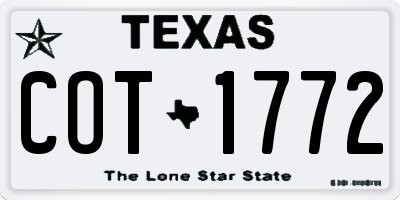 TX license plate COT1772
