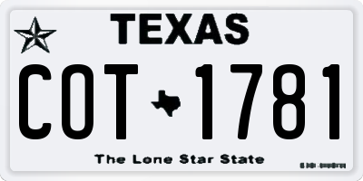 TX license plate COT1781