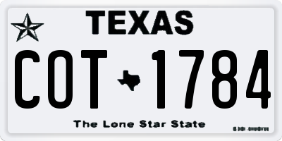TX license plate COT1784