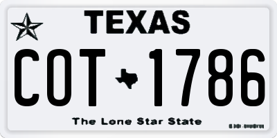 TX license plate COT1786