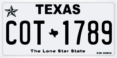 TX license plate COT1789