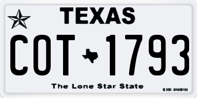TX license plate COT1793