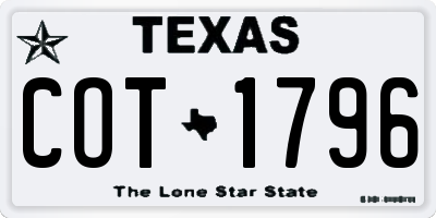 TX license plate COT1796