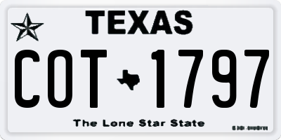 TX license plate COT1797