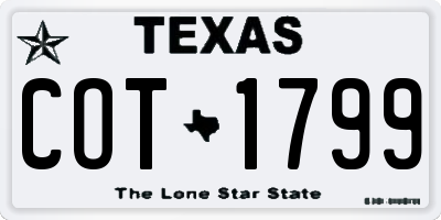 TX license plate COT1799