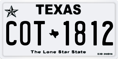 TX license plate COT1812