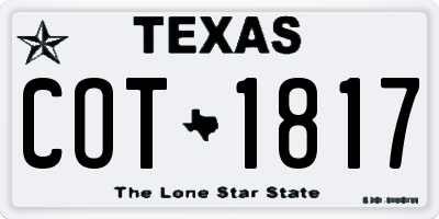 TX license plate COT1817
