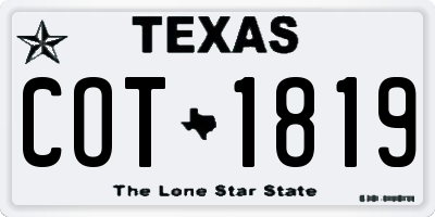 TX license plate COT1819