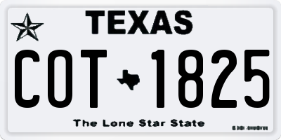 TX license plate COT1825