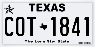 TX license plate COT1841