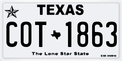 TX license plate COT1863