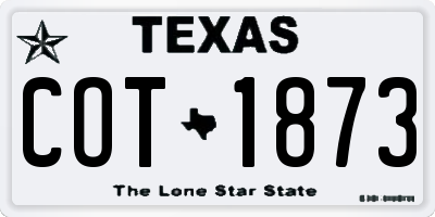 TX license plate COT1873