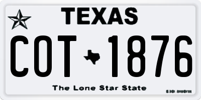 TX license plate COT1876