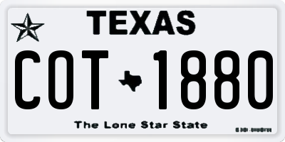 TX license plate COT1880