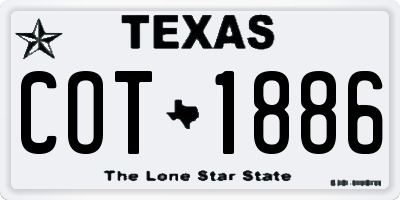 TX license plate COT1886