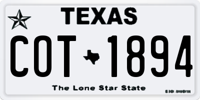 TX license plate COT1894