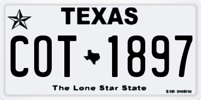 TX license plate COT1897