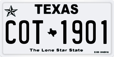 TX license plate COT1901