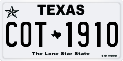 TX license plate COT1910