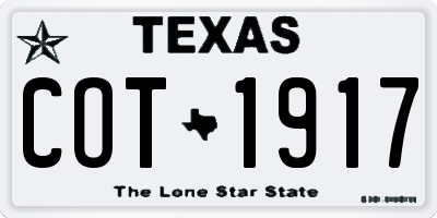 TX license plate COT1917