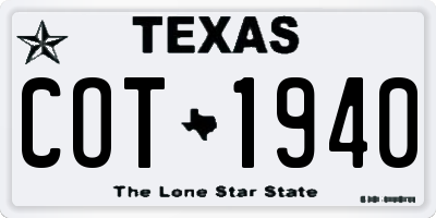 TX license plate COT1940