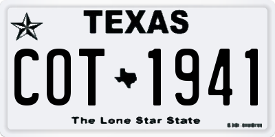 TX license plate COT1941