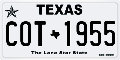 TX license plate COT1955