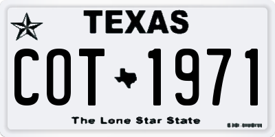 TX license plate COT1971