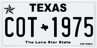 TX license plate COT1975